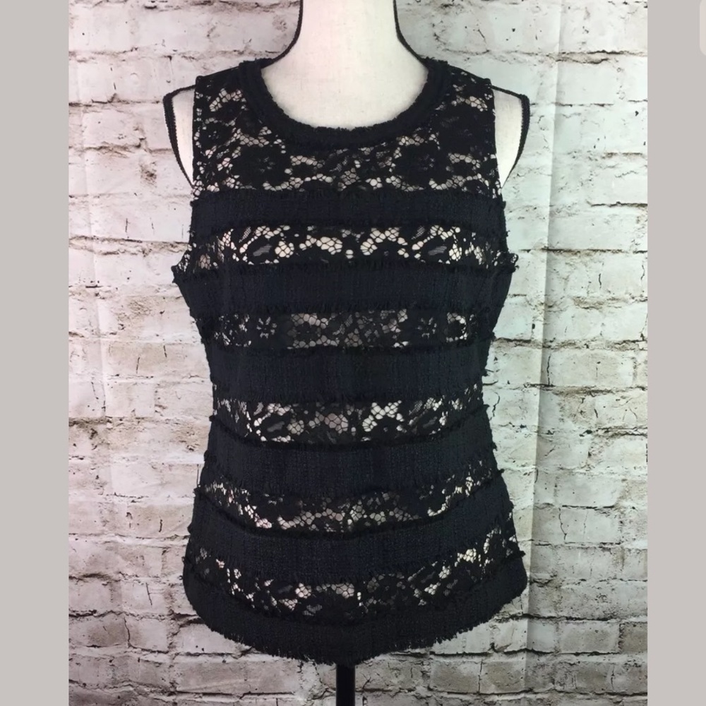 J.Crew Women's Fringey Tweed Lace Top Sleeveless